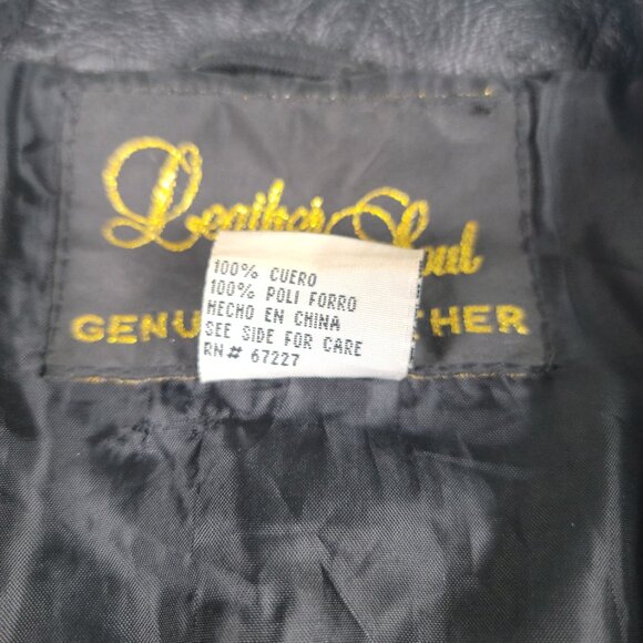 Leather & Soul jacket leather patchwork pockets snaps elastic waist size Med blk - Picture 11 of 14